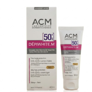 كريم ACM Dépiwhite.M الملون الواقي من الشمس بعامل حماية 50+ - مضاد للبقع البنية وواقي من الضوء المرئي | للكلف وقناع الحمل | 40 مل | كوزمتك نجم صلاله