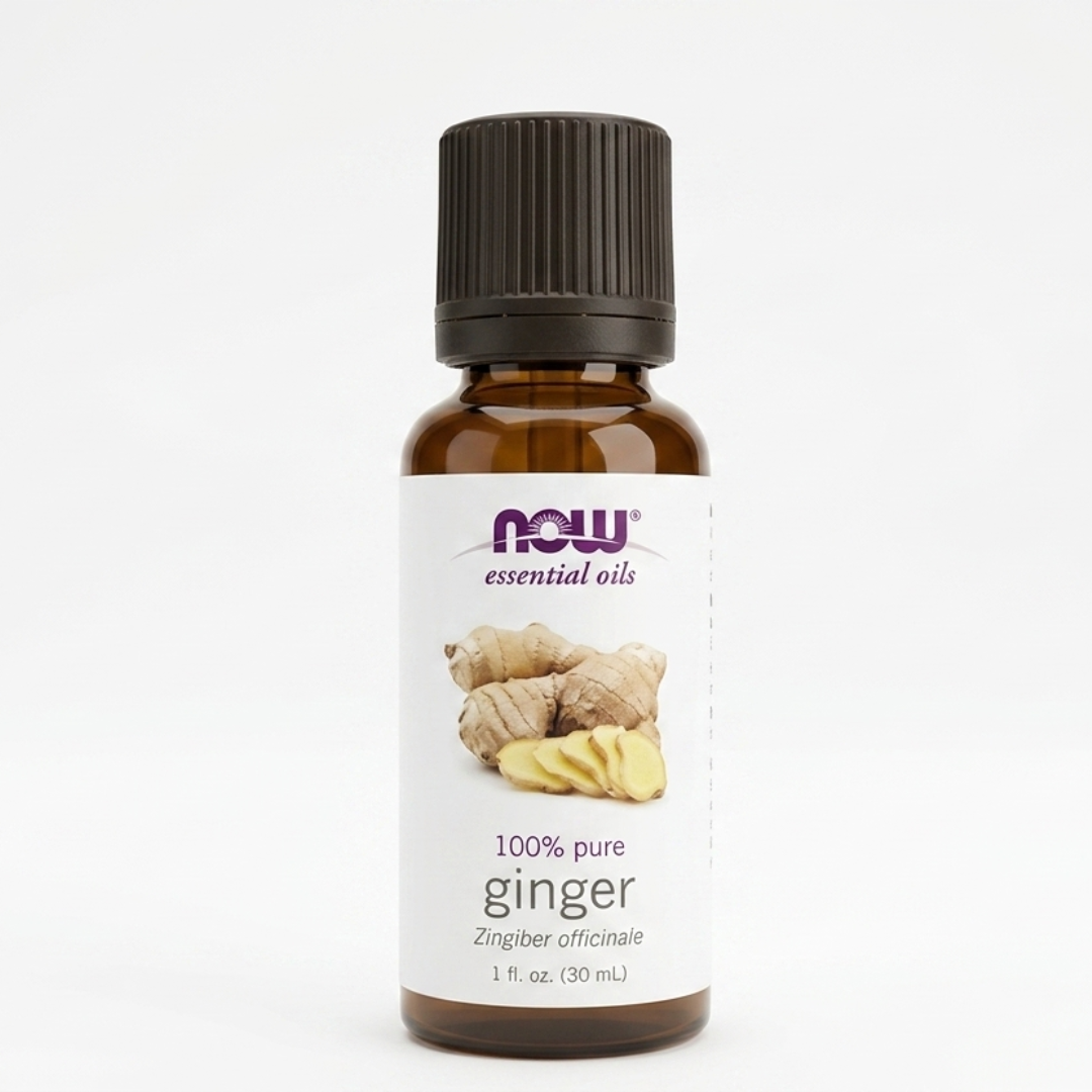 NOW Essential Oils Ginger Oil – 100% Pure Zingiber Officinale for Aromatherapy & Soothing Massage | 1 fl oz (30ml) | Cosmetic Najm salalah