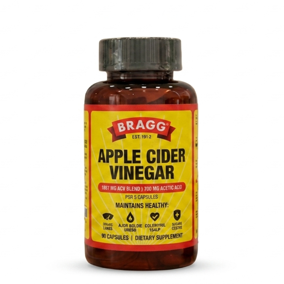 Bragg Apple Cider Vinegar Capsules – ACV Supplement for Weight, Glucose & Immune Support | 1877 mg per Serving | Vegan | Cosmetic Najm salalah