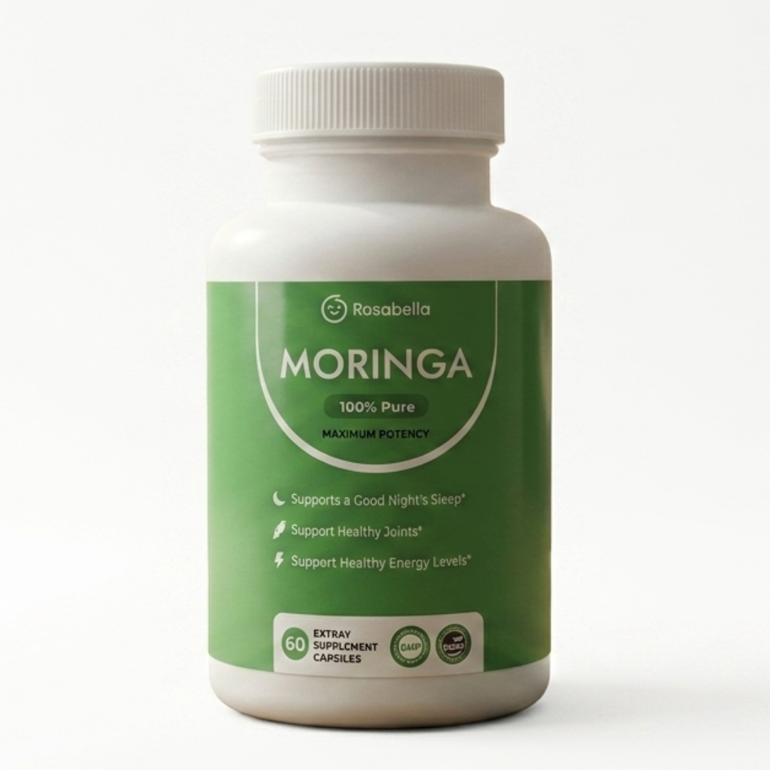 Rosabella Moringa – 100% Pure Moringa Leaf Powder Capsules | Superfood for Energy, Joints & Sleep | 60 Capsules | Cosmetic Najm salalah
