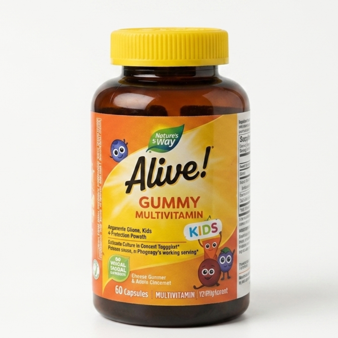Nature's Way Alive! Kids Gummy Multivitamin – Plant‑Based Gummies with Fruits & Veggies for Growth & Immunity | 60 Gummies | Cosmetic Najm salalah