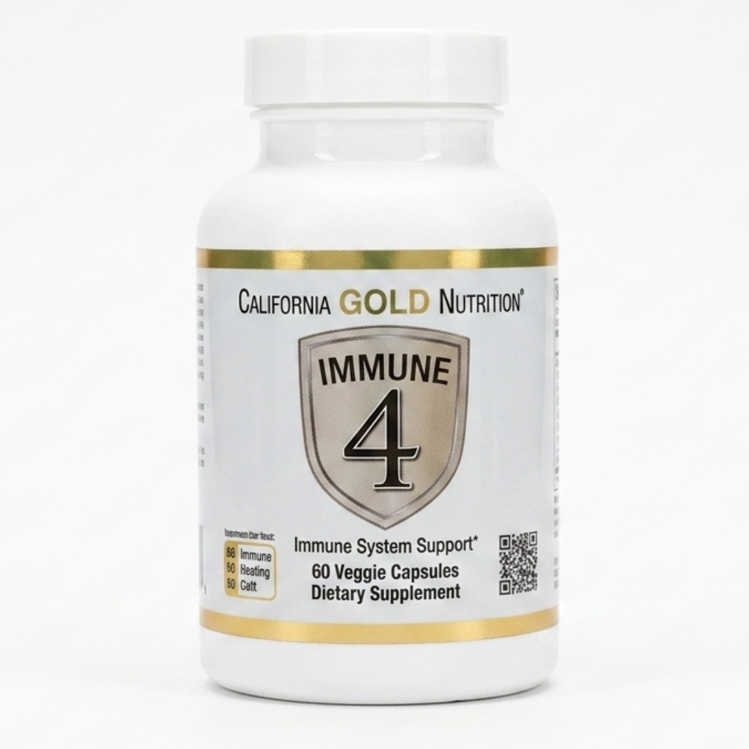 مكمل غذائي من كاليفورنيا جولد نيوتريشن إيميون 4 - مزيج من فيتامينات سي، دي، الزنك والسيلينيوم لدعم المناعة | 60 كبسولة نباتية | كوزمتك نجم صلاله