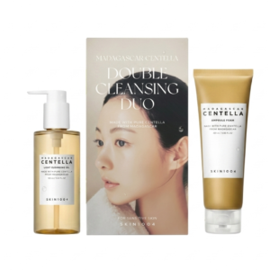مجموعة التنظيف المزدوجة SKIN1004 مدغشقر سنتيلا - زيت مهدئ ومنظف رغوي لجميع أنواع البشرة | 200 مل + 125 مل | كوزمتك نجم صلاله