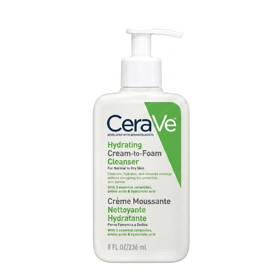 CeraVe Hydrating Cleanser – Creamy to Foaming Face Wash | Fragrance-Free for Normal to Dry & Sensitive Skin | Cosmetic Najm salalah