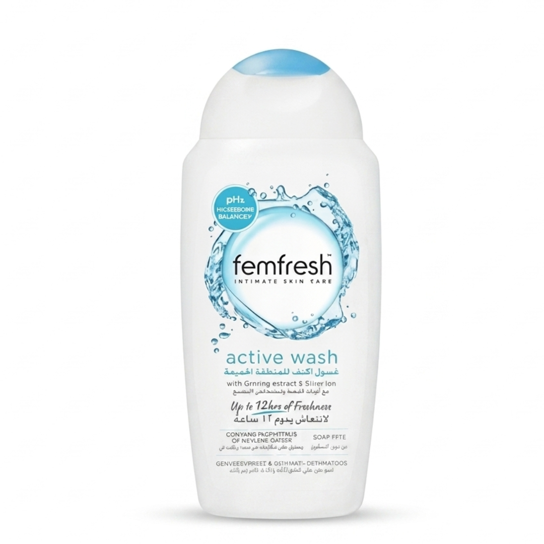 Femfresh Intimate Wash – 24-Hour Freshness & Odor Control with Ginseng & Silver Ions | pH Balanced | For Active Women | Cosmetic Najm salalah