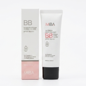 كريم أساس MIBA Ion Calcium Mineral BB | SPF50+ PA++++ | كريم أساس ثلاثي الوظائف (تفتيح، مضاد للتجاعيد، واقي من الشمس) | للبشرة الحساسة | كوزمتك نجم صلاله