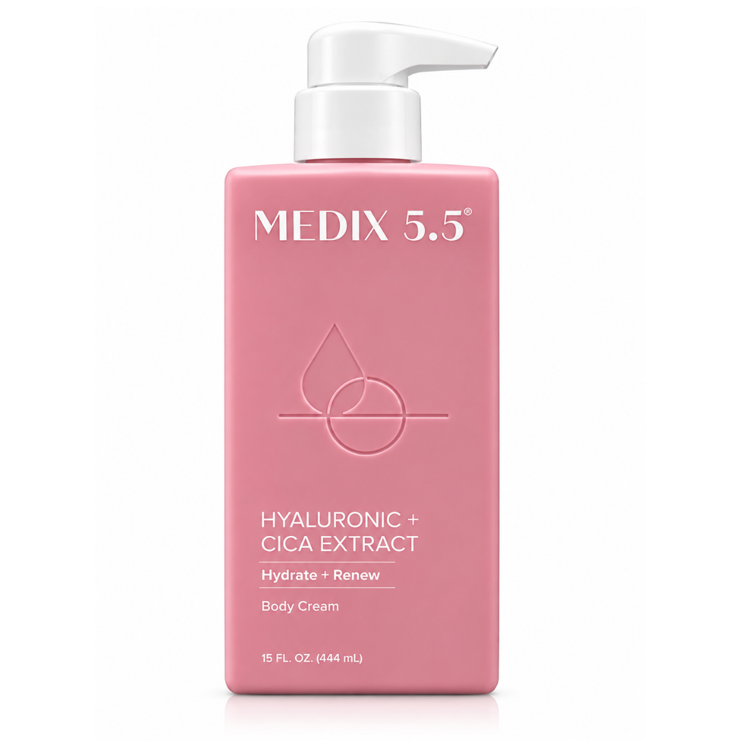 كريم الجسم مرطب عميق بالهيالورونيك اسيد والسيكا من ميديكس 5.5 (Medix 5.5 Hyaluronic + Cica Extract Body Cream - 444 ml)