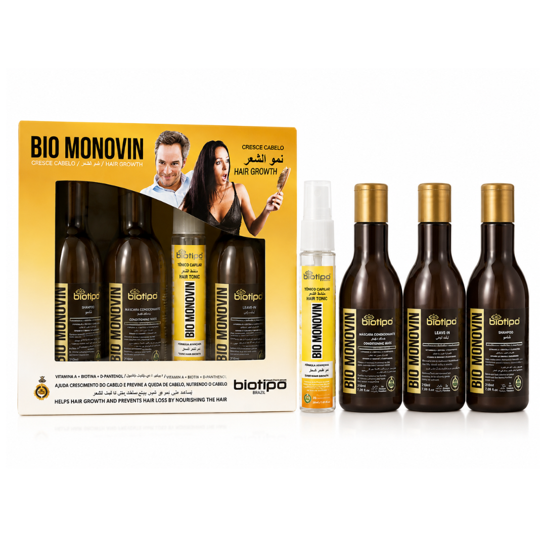 مجموعة العناية الشعر وتحفيز نموه من بيو مونوڤين البرازيلية  (Bio Monovin Hair Growth Set - Biotipo Brazil)