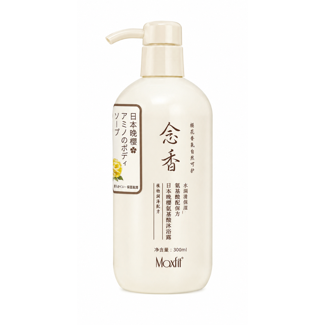 جل استحمام  بزهور الكرز اليابانية والأحماض الأمينية من ماكس فيت(Maxfit Evening Cherry Blossom Amino Acid Body Wash) 300 مل