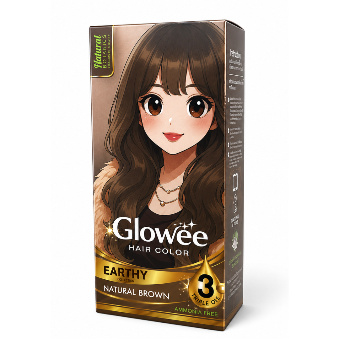 Glowee Ammonia-Free Hair Color in Earthy Brown - 100ml + 100ml