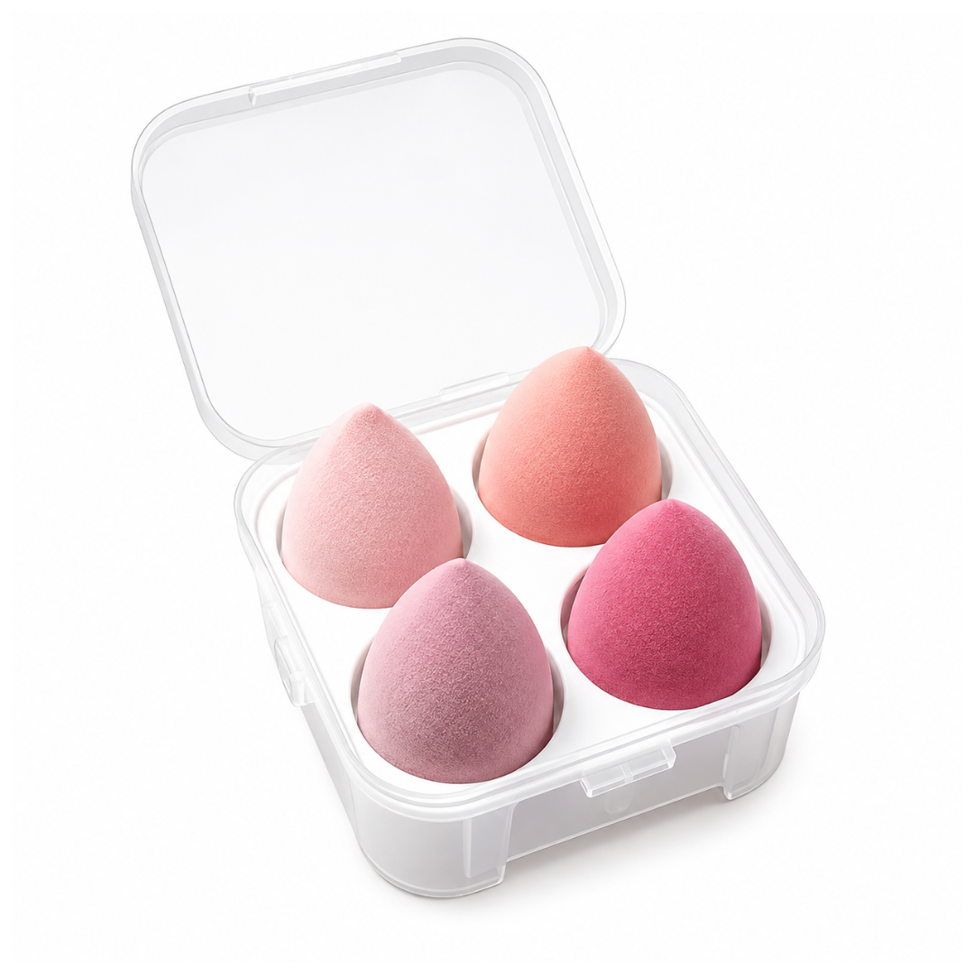 Velvet Blending Sponge Set with Storage Box - 4 Pieces